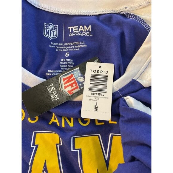 NFL Team Apparel +5 Los Angeles Rams Team Color Graphic Half Sleeve Jersey Tee - Picture 6 of 6